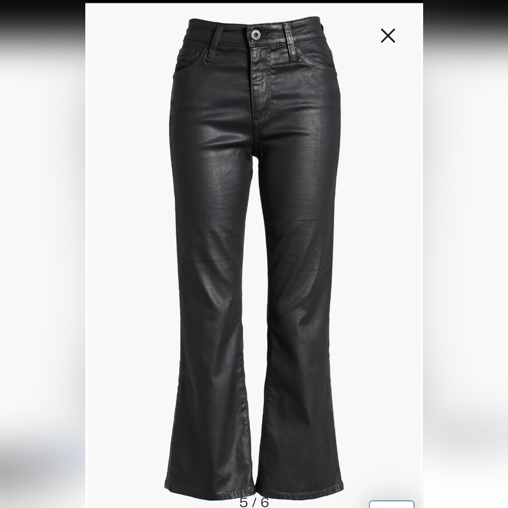 AG Quinne Crop Coated High Waist Cropped Kick Flare Jeans, Sz:29